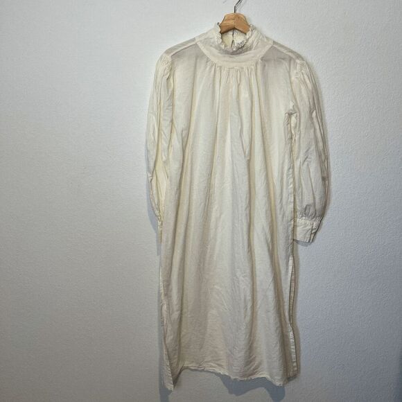 Little Tienda White Ruffle Mock Neck Long Sleeve Midi Dress Women's Size Small - Picture 1 of 7